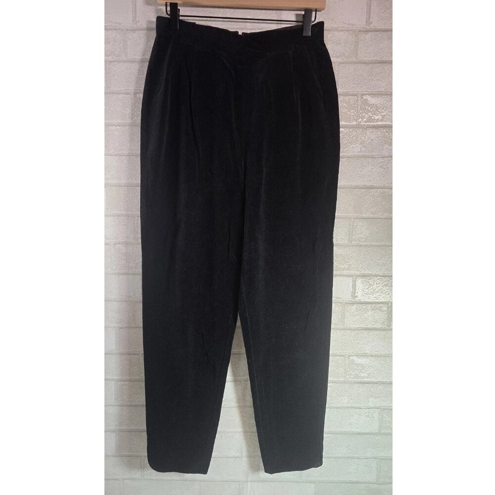 Vintage Fantasia San Francisco Women's Black Velvet Pants w/ Purple Satin Sz. 12